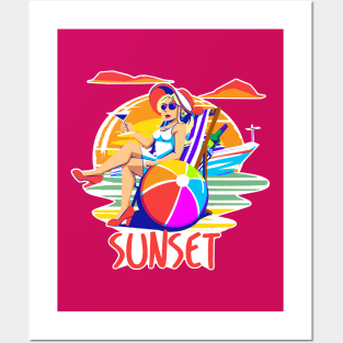 Sunset Lady Posters and Art